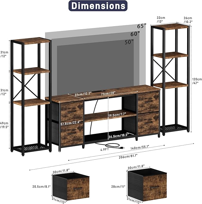 LED TV Stand Bookshelf Combo - Image 2