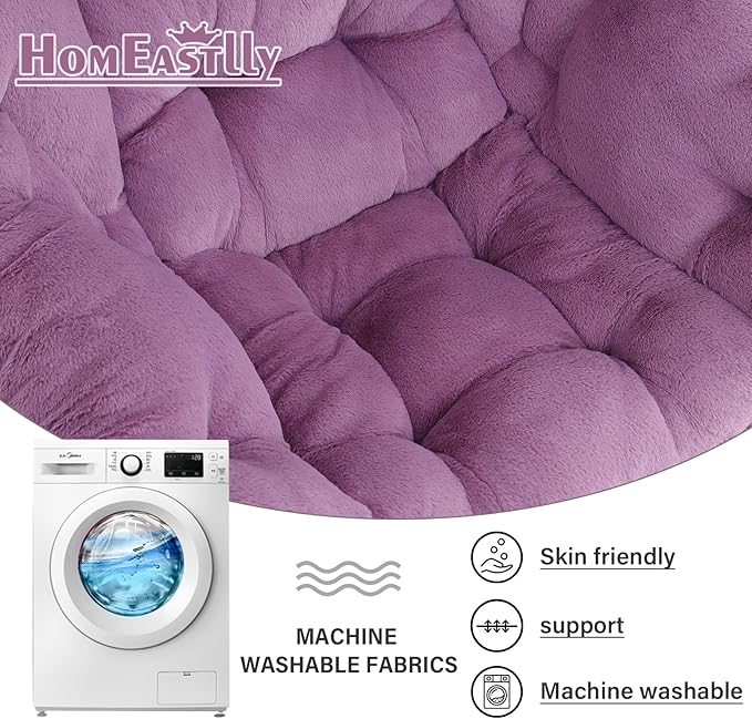 Lazy Chair with Ottoman, Large Purple Accent Chair with Ottoman and FA Throw - Image 6