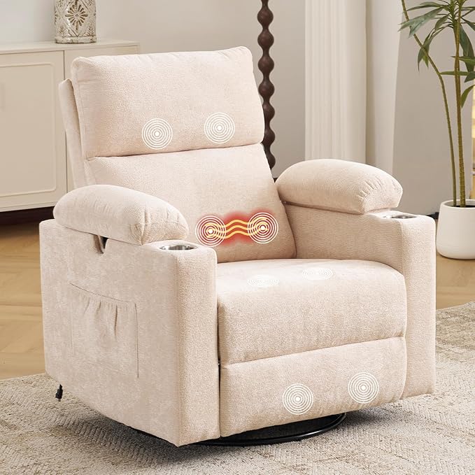 Rocking Chair Nursery with Adjustable Armrests, Electric Glider Recliner by Rhevoy