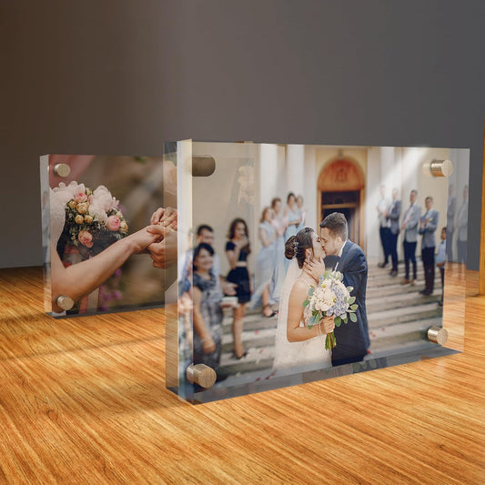 EGD Custom Double Sided Acrylic Photo Display | Romantic Photo Display for Couples, Family, Friends | 6x4 Clear Acrylic with Magnetic Corners | Personalized Double-Sided Printed for Office or Home Decor