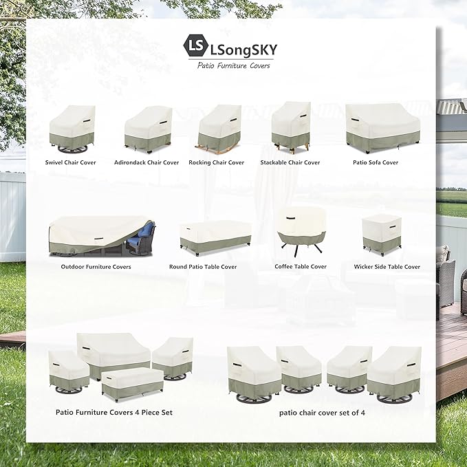 Patio 3-Seater Sofa Cover, Outdoor Couch Cover Fits up to 76W x 32.5D x 33H - Image 2