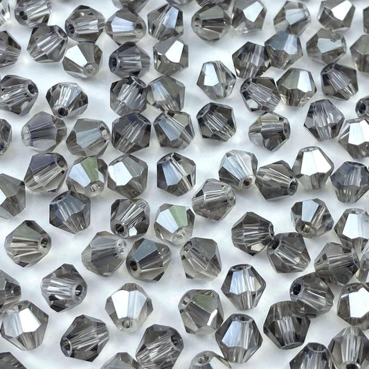 400pcs 4mm Bicone Crystal Glass Beads Loose Spacer Beads Faceted Craft Beads for Jewelry Making DIY Necklace Bracelet Earring Wind Chimes Suncatchers Ornamen(Transparent Gray)