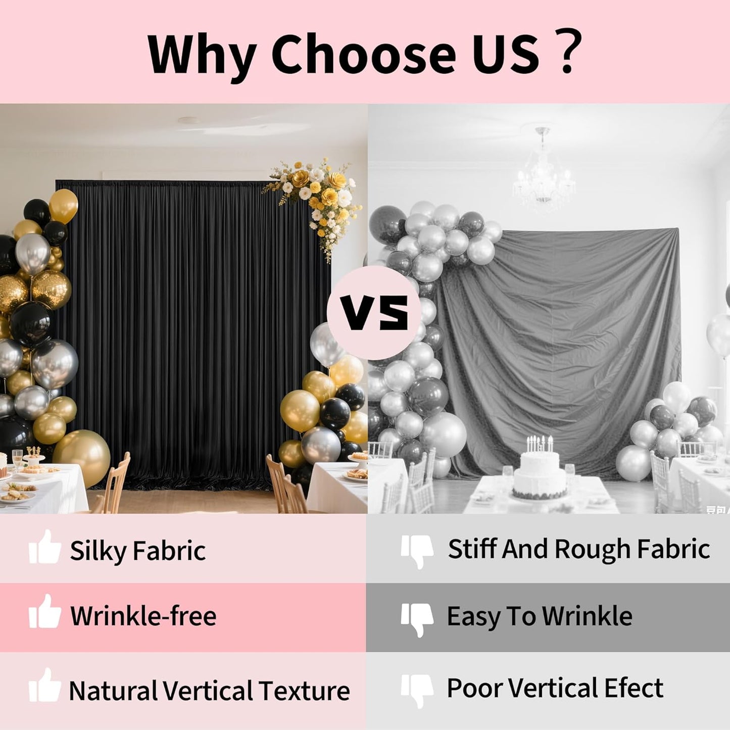 40x10ft Backdrop Curtains for Parties, 8 Panels 5x10ft Curtains Photography Drapes Rod Pocket Curtain Backdrop for Birthday Wedding Baby Shower Home Decor