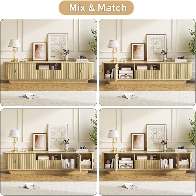86.61'' Tambour TV Stand for 55-85 Inch, Modern Entertainment Center - Image 5