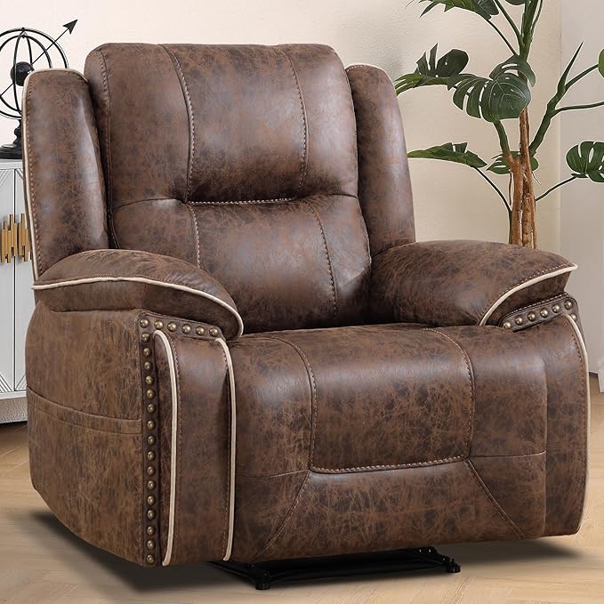EBELLO Faux Leather Manual Recliner Chair, 1 Seater Reclining Sofa Chair - Image 8