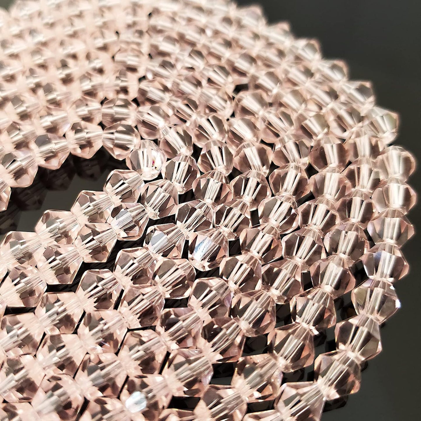 6mm Bicone 450Pcs Pink Crystal Glass Beads Faceted Bicone Shape Crystal Glass Spacer Beads for Bracelet Necklace Decorative Hand Jewelry Making (Pink, 6MM)