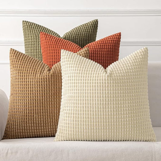 MIULEE Modern Farmhouse Decorative Pillow Covers 20x20 Inch Set of 4 Natural by MIULEE