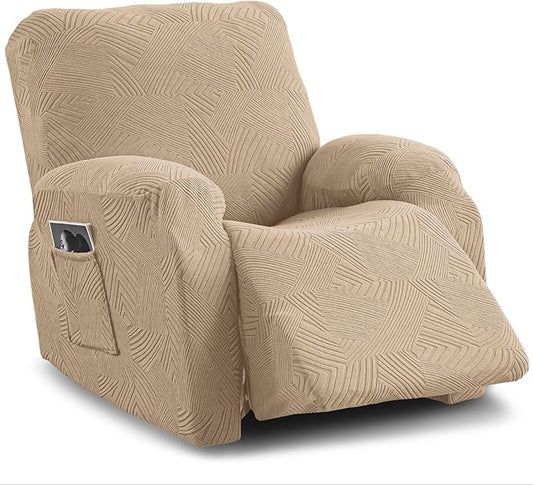 Recliner Chair Covers, 4-Piece Stretch Geometric Strokes Jacquard Reclining by Unknown