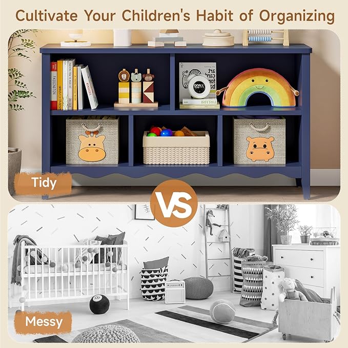 ONBRILL Montessori Shelf, 5 Cube Toy Storage Organizer - Image 9