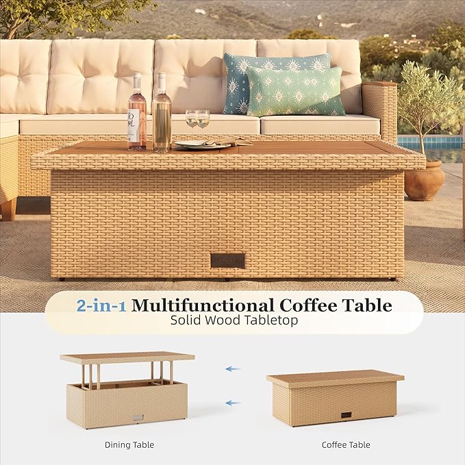 HERA'S HOUSE Patio Furniture Set, 8 Piece Wicker Outdoor Patio Conversation Set - Image 7