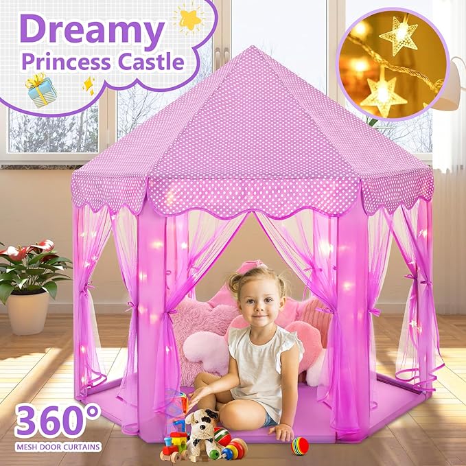 Monobeach Princess Tent Girls Large Playhouse Kids Castle Play Tent - Image 3