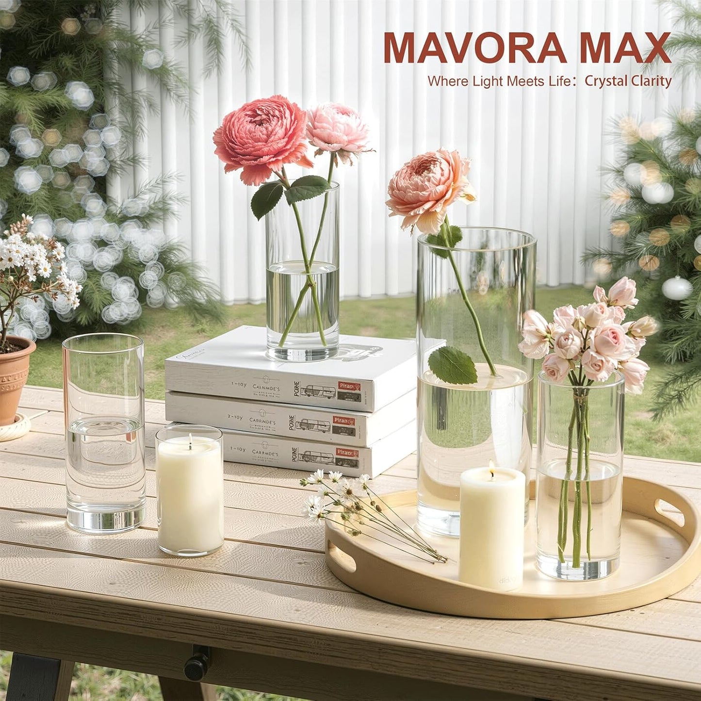 30 Pack Glass Cylinder Vase for Centerpieces, Clear Flower Glass Vases for Wedding Decorations, Hurricane Floating Candle, Holder for Table Centerpiece Wedding Home Décor