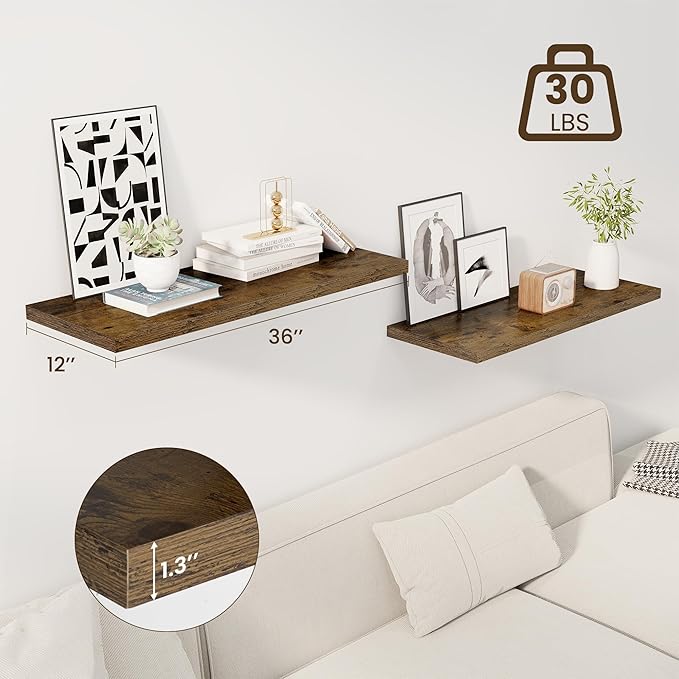 Dreamland 36" Floating Shelves for Wall, Wall-Mounted Shelves for Bedroom - Image 4