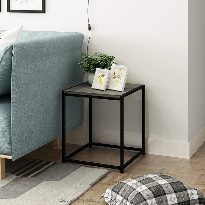 FURINNO Camnus Modern Living End Table, French Oak Grey, 15.75 in x 15.75 in x - Image 2