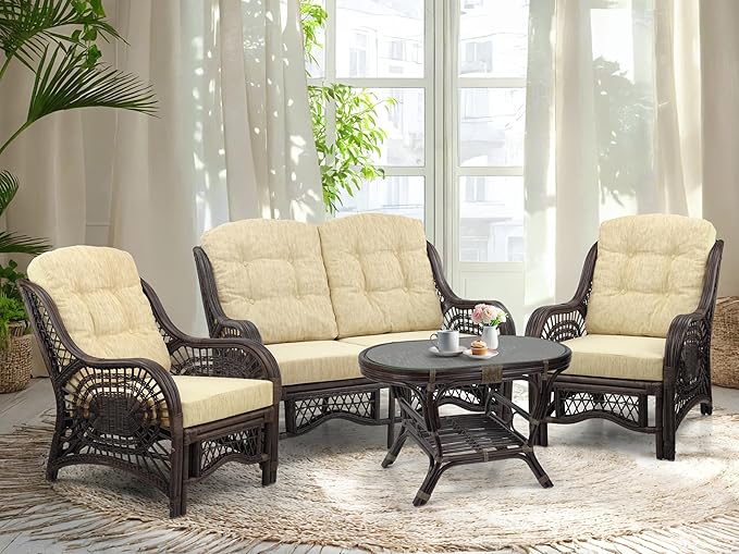Malibu Lounge Living Accent Armchair Natural Rattan Wicker Handmade Design - Image 7