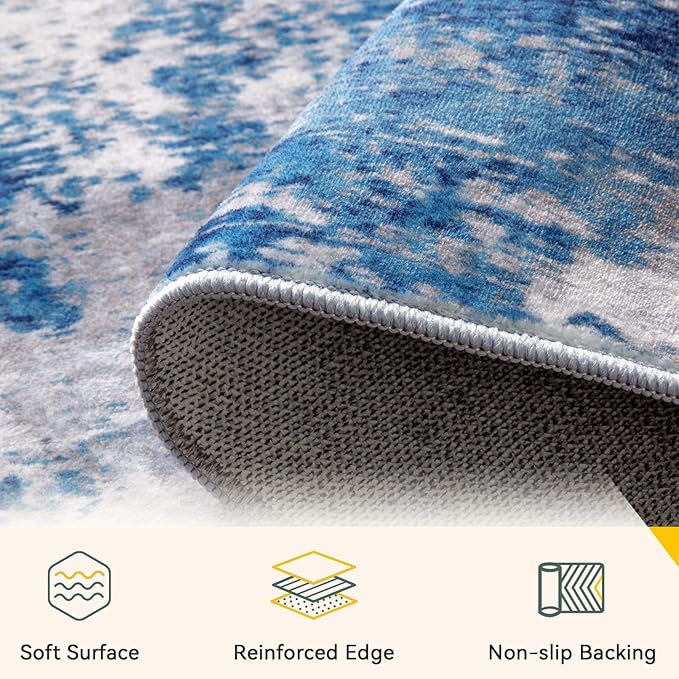 RELEANY Washable Area Rugs 5'x8' Non-Slip Modern Abstract Soft - Image 3