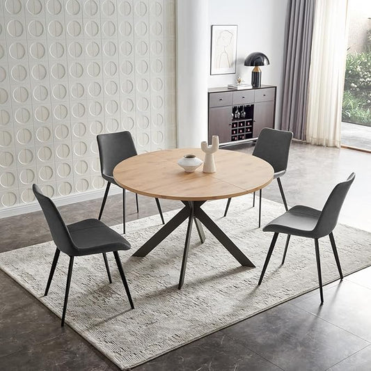 Zerifevni 46.4" Round Dining Table Set, Mid Century Modern Round Dining Table by ChooseComfortableFurniture