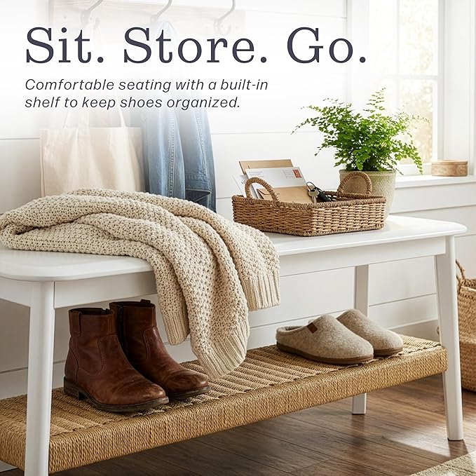 Alaterre Furniture Calais 48 Inch Solid Wood Entryway Bench - Image 5