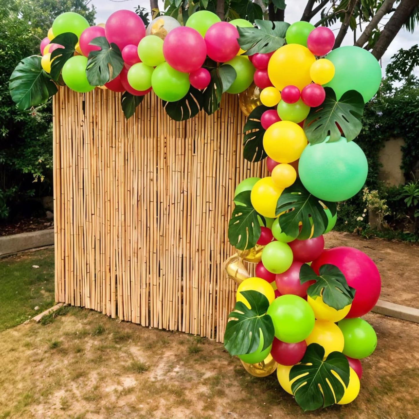 Rainbow Balloons, 60pcs Colorful Balloons, Matte Hot Pink Teal Blue Green Orange Yellow Gold Balloon For Birthday Baby Shower Summer Beach Tropical Hawaiian Theme Party Wedding Anniversary Decorations