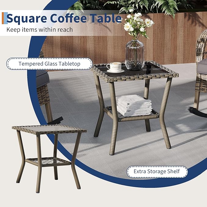 Outdoor Wicker Rocking Chair, Patio Rattan Rocker Chair - Image 7