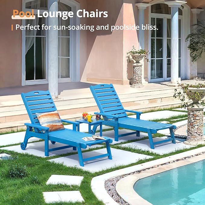 LUE BONA Lounge Chair Outdoor, HDPS Chaise Lounge Outdoor - Image 3