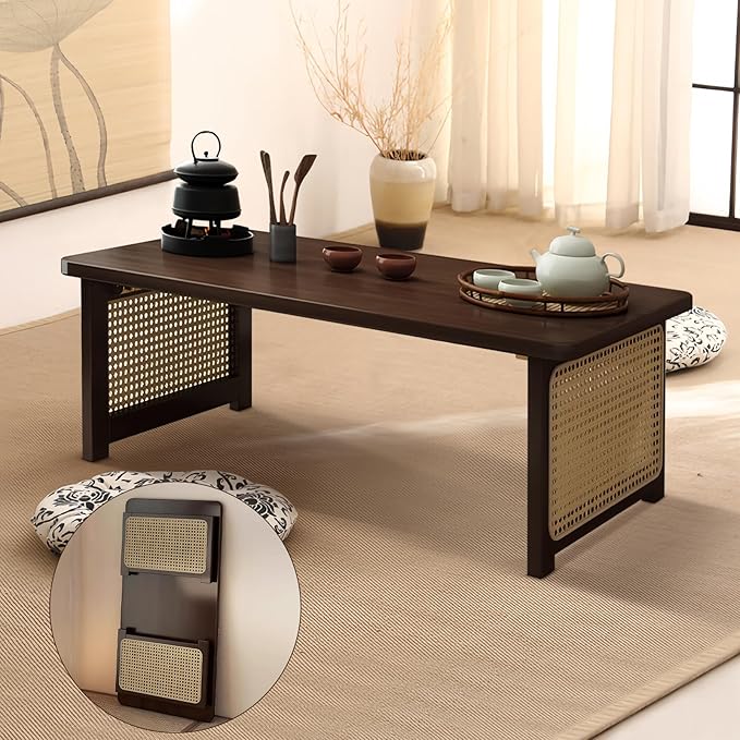 Foldable Japanese Floor Table Lightweight, No Assembly Required, Eco-Friendly by Unknown