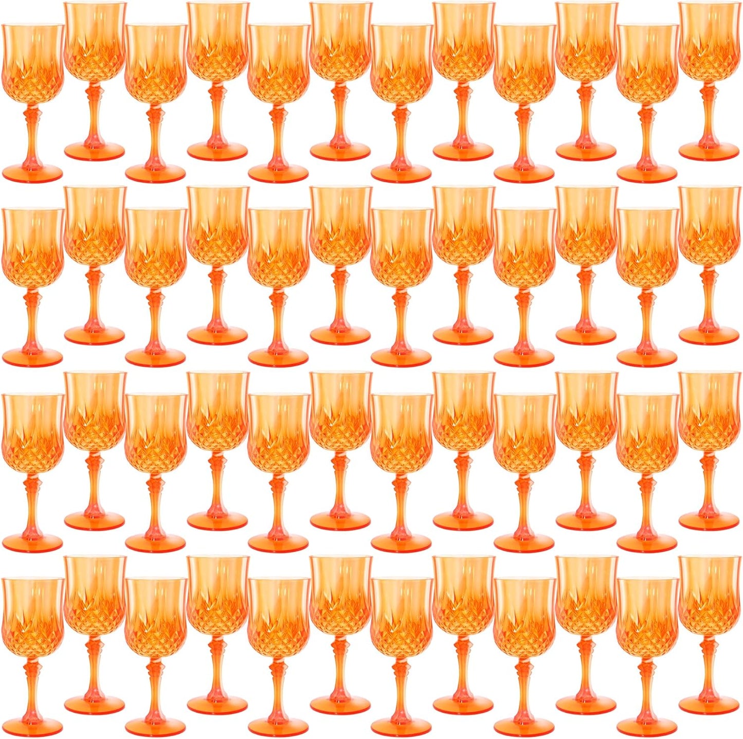 Plastic Wine Glasses，Plastic Goblets Vintage Style Cordial Drinking Glasses for Wedding Reception, Halloween Grand Event Party Supplies (48, Pumpkin orange)