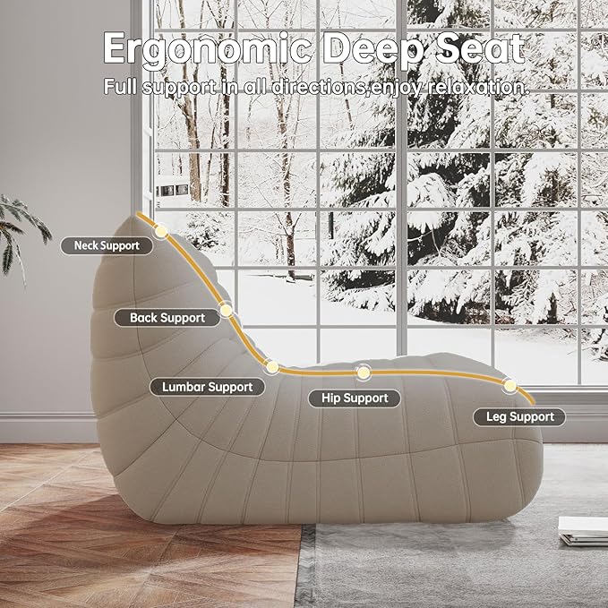 WHGBJA Bean Bag Chairs for Adults, BeanBag Reading Chair Memory Foam Couch - Image 5