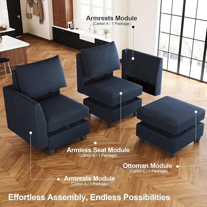 Belffin Oversized Modular Sectional Couch Sleeper Sofa - Image 4