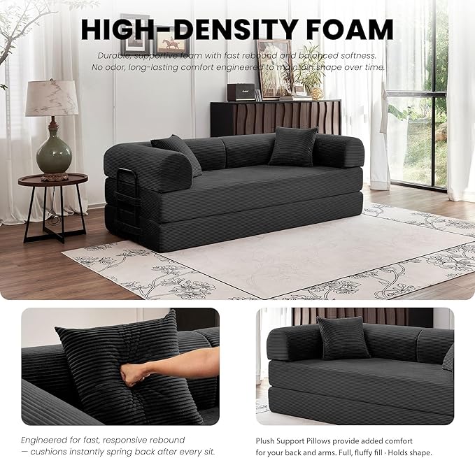 79'' Convertible Sofa Bed, 5-in-1 Folding Boneless Couch, Pull Out Floor Sleeper - Image 4