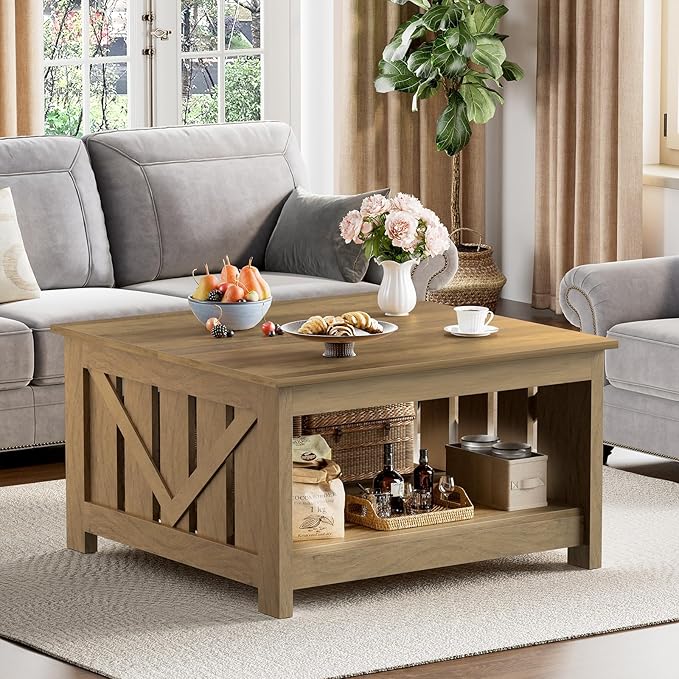 FABATO Lift Top Coffee Table, 31.5" Farmhouse Coffee Tables - Image 6