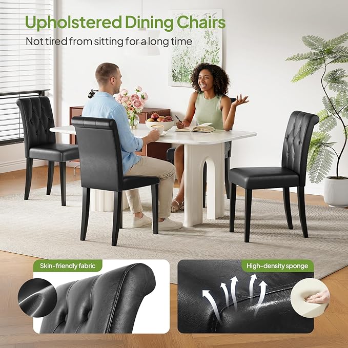 Welzona Upholstered Dining Chairs Set of 4, Button Tufted Parsons Dining Chair - Image 5