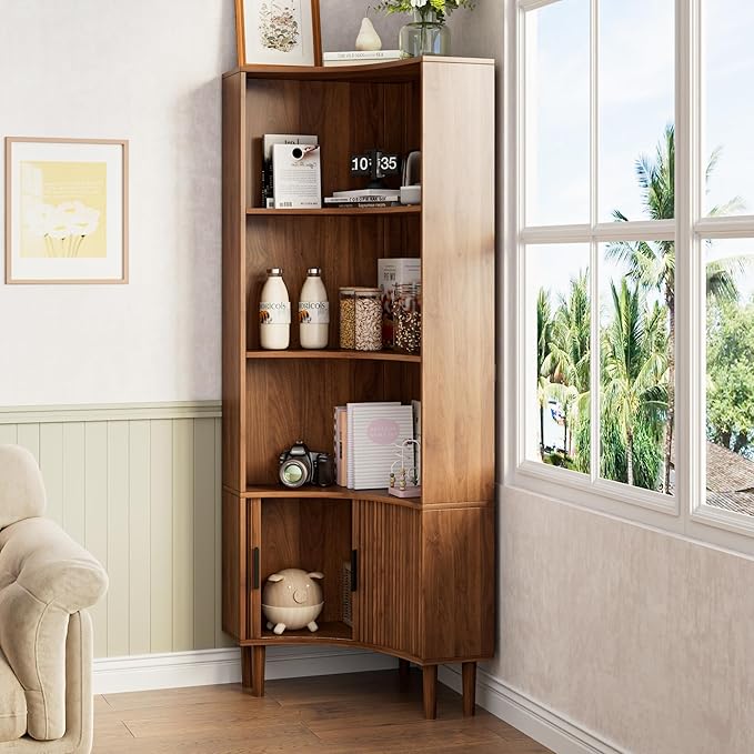 Lxsxlome Fluted Corner Cabinet, 66.928" Tall Corner Floor Cabinet - Image 7