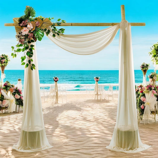 MDS Halloween Chiffon Draping Fabric - 1 Panel, 30" Wide x 50ft Long - Sheer Spooky Arbor & Canopy Drapery for Haunted House Backdrops, Party Ceilings, DIY Costumes & Themed Events - Champagne Gold