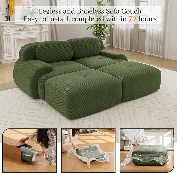 Boneless Sectional Couch, No Assembly Required, 81.8” U Shaped Modular Cloud - Image 9