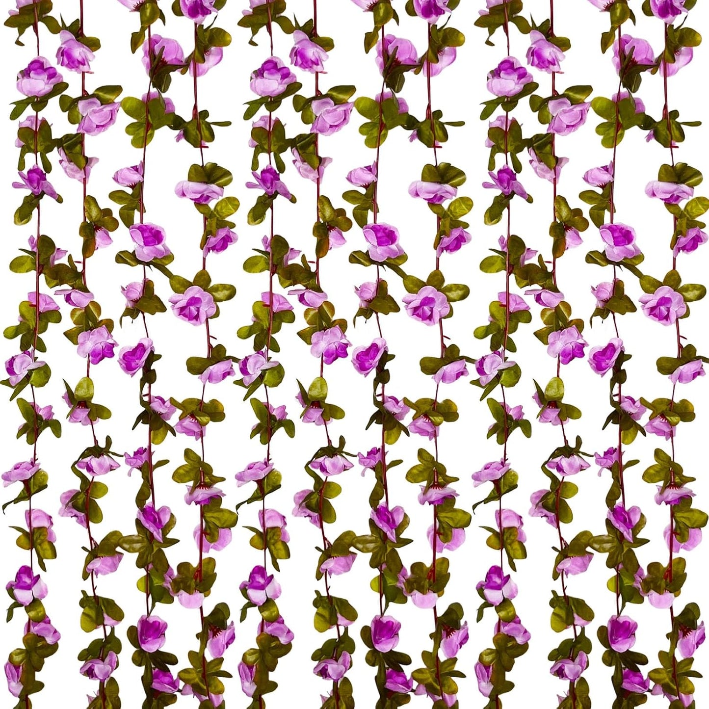 16Pcs 126Ft Light Purple Rose Garland, Fake Rose Hanging Flowers, Artificial Flower Vine, Hanging Floral Vine Garland for Wedding, Birthday Party, Wall Arch, Halloween, Christmas Garden Backdrop Decor