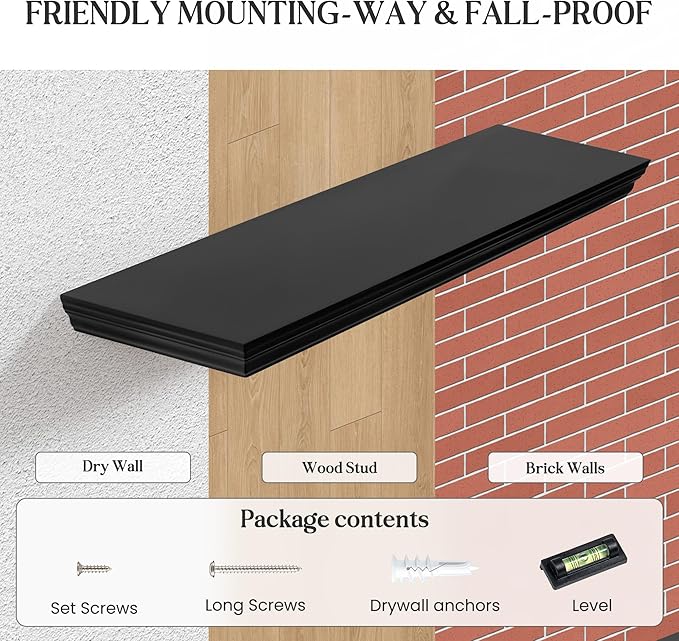 Fun Memories Floating Shelves 24 Inch Long, 9.3 Inch Deep Classic Crown Molding - Image 6