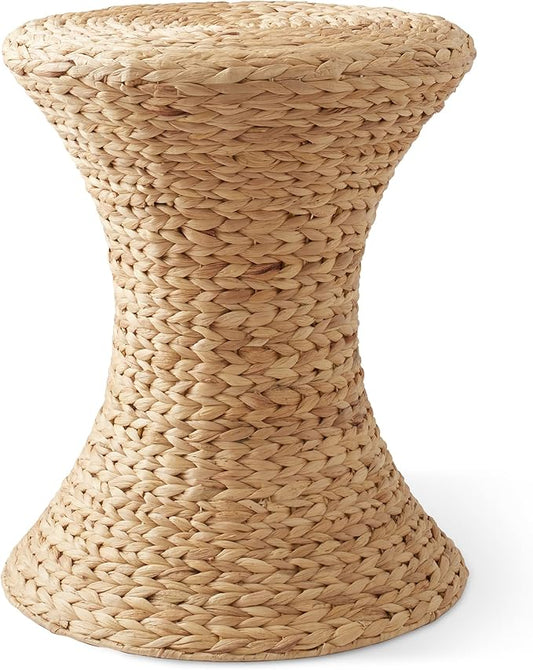 Casafield Hourglass Side Table, Water Hyacinth Round End Table, Boho Woven by Casafield