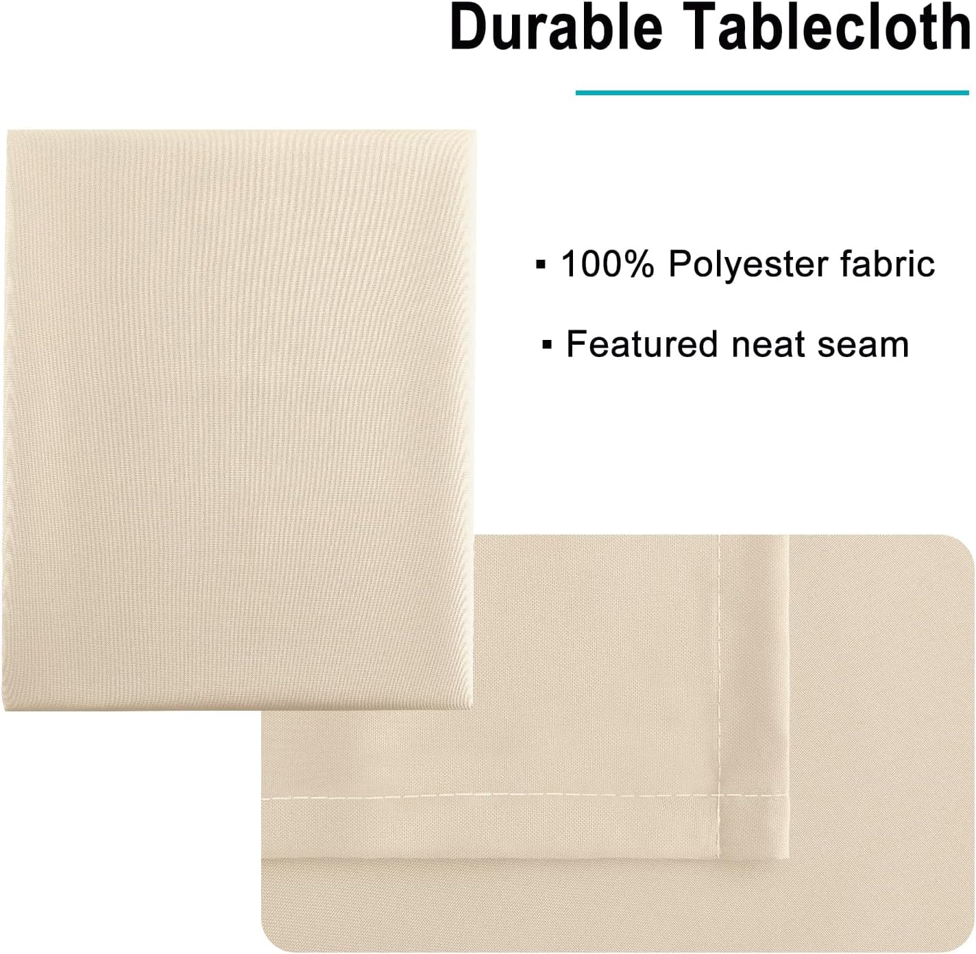 Hiasan Waterproof Tablecloth Rectangle - Washable Fabric Table Cloth for Dining Room Kitchen Birthday Party and Outdoor Use, Beige, 60 x 140 Inch
