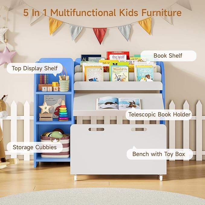 ONBRILL Kids Bookshelf and Toy Storage Organizer - Image 4