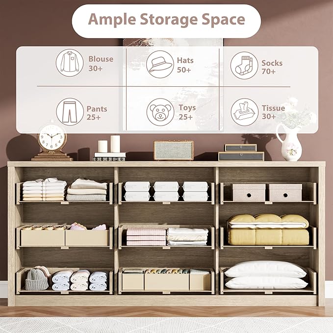 GarveeHome 9 Drawer Dresser for Bedroom, Wide Modern Chest of Drawers, Large - Image 5