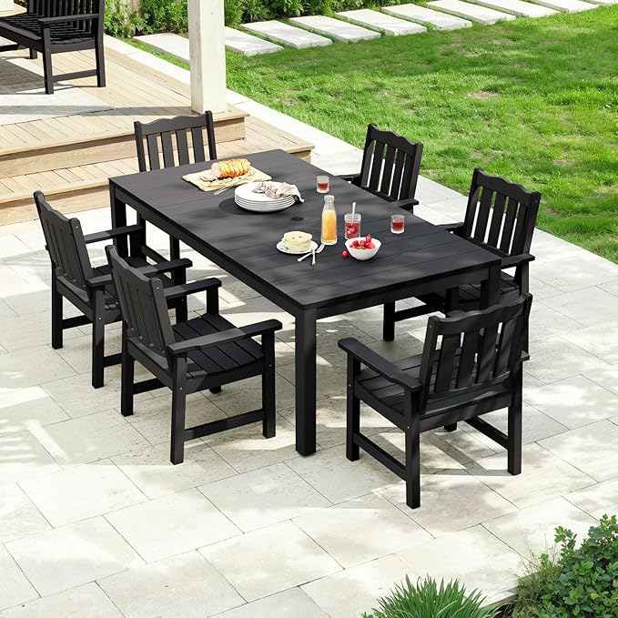 Stoog 7 Pieces Patio Dining Sets, All-Weather HIPS & Aluminum Outdoor Dining - Image 9