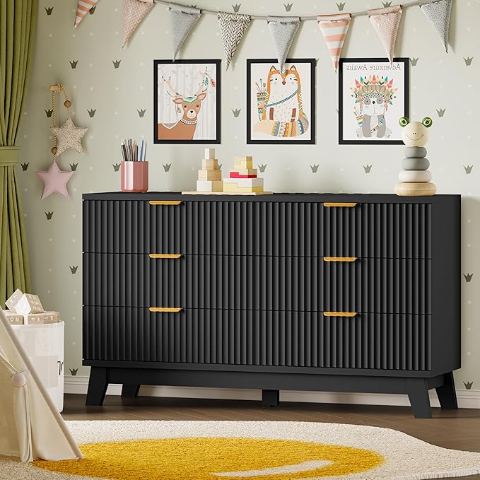 BORNOON Fluted 6 Drawer Dresser, 47.2" Wide Modern Boho Chest of Drawers - Image 7