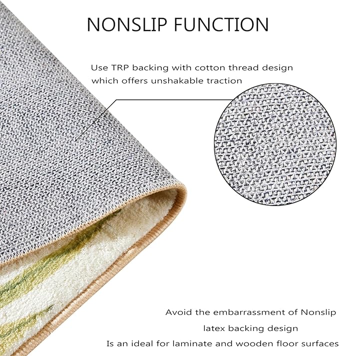 RoomTalks Boho Green Cute Bathroom Rugs Bath Mat Non Slip Washable, Modern - Image 3