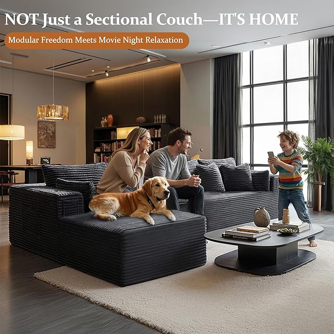 138" Oversized Cloud Sectional Couch, Comfort L Shaped Boneless Couch - Image 4