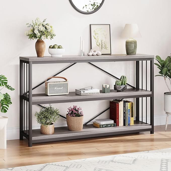 LVB Farmhouse Entryway Table, Metal Wood Console Table by LVB