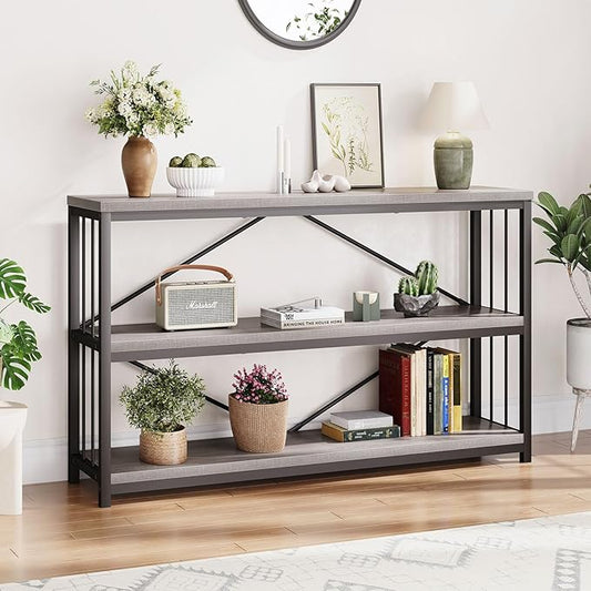 LVB Farmhouse Entryway Table, Metal Wood Console Table by LVB