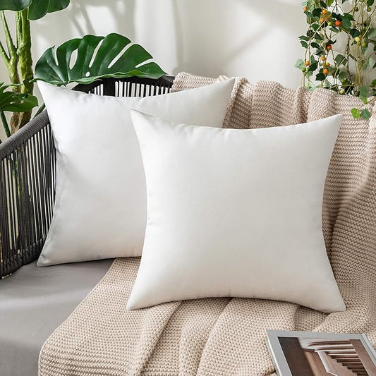 MIULEE Pack of 2 Decorative Outdoor Solid Waterproof Throw Pillow Covers Euro by MIULEE