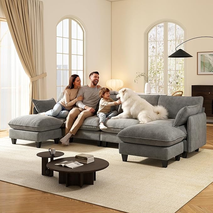 Ihanherry 139" U-Shaped Modular Sectional Couch, Oversized Cloud Sofa - Image 8
