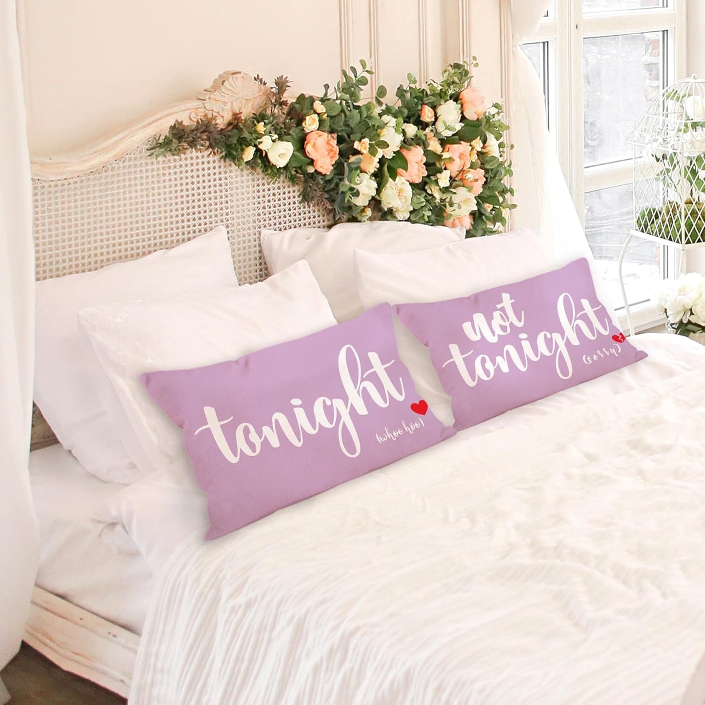 Mancheng-zi Bridal Shower Pillow Cover, Bachelorette & Wedding Gift, Funny Throw Pillow for Bedroom (Violet, 18x18)